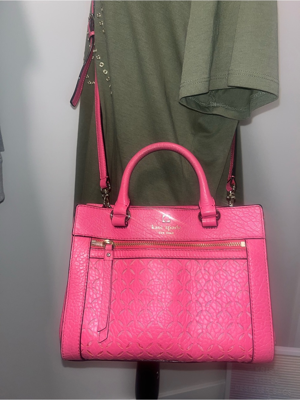 Kate Spade Perri Lane Romy Cabaret Pink Leather Satchel with Strap